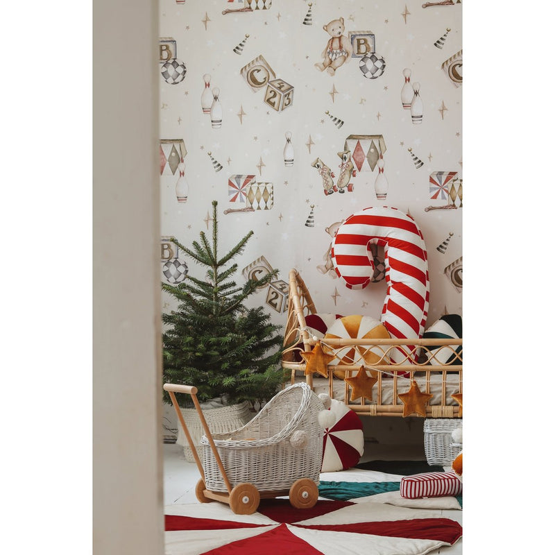 Runde Weihnachts-Patchworkmatte „Red Candy“