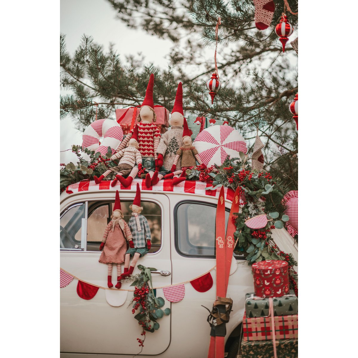 Weihnachts-Lollipop-Kissen „Rot kariert“