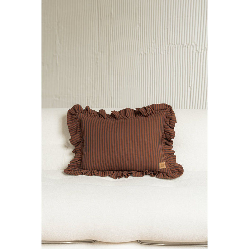 Moi Mili Musselin-Rüschenkissen „Brown Stripe“ – Produktansicht
