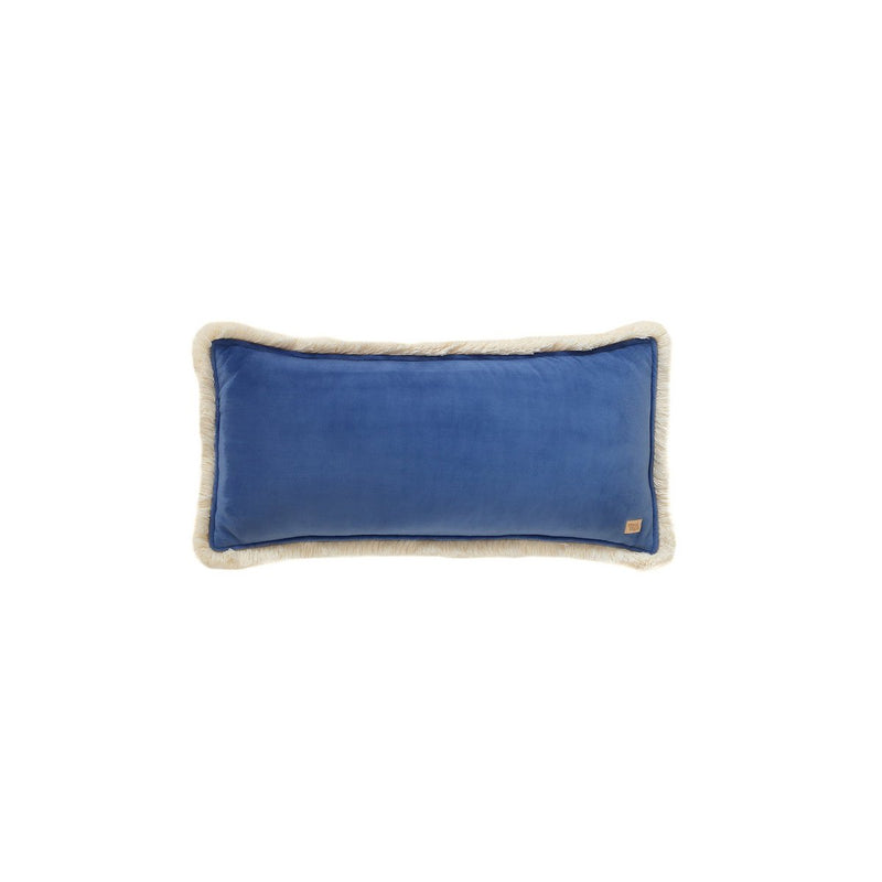 Samtkissen mit Fransen „Sapphire“ – 60 × 30 cm