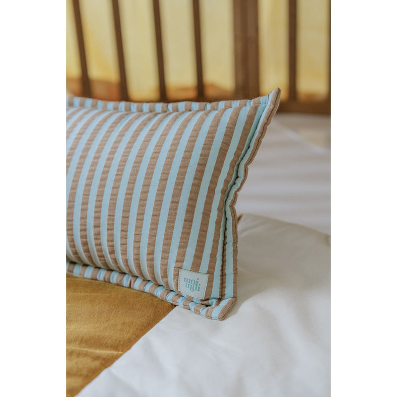 Baumwoll-Nackenkissen „Brown Blue Stripe“