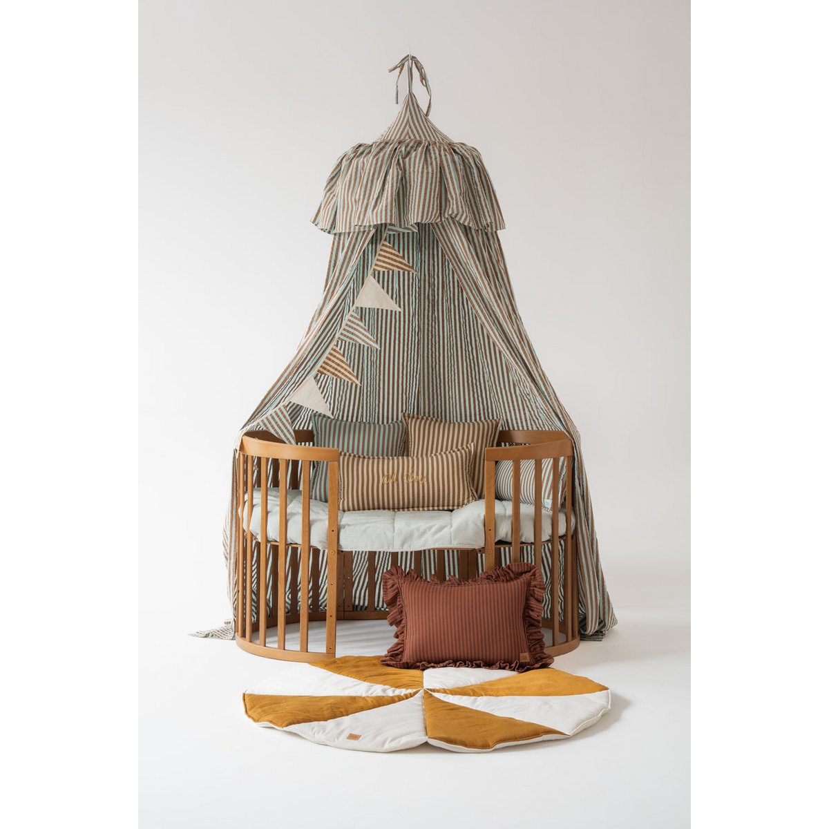 Moi Mili Baumwoll-Baldachin „Blue Brown Stripe“ – Produktansicht