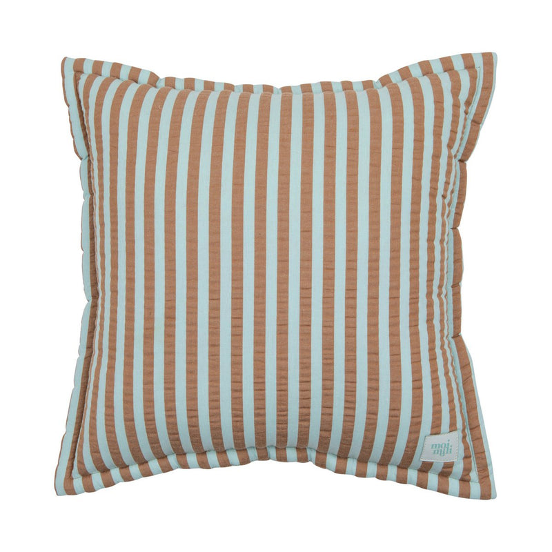 Baumwoll-Kissen „Brown Blue Stripe“