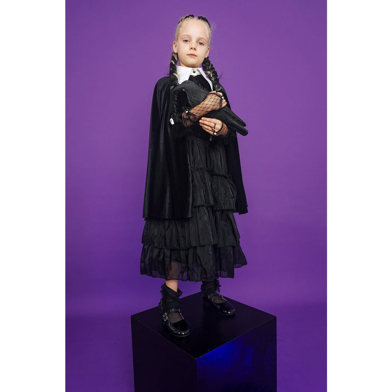 Zauberumhang für Kinder im Wednesday-Look – Schwarz