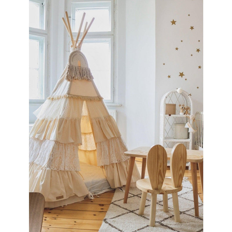 Tipi-Set „Shabby Chic“ mit Blättermatte „Weiß“