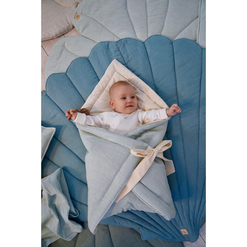 Leinen-Wickeldecke „Bloom Sand“
