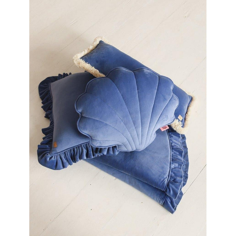 Samt-Muschelkissen „Sapphire Blue“