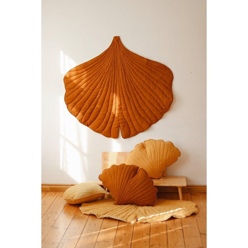 Leinen-Ginkgokissen „Caramel Ginkgo“