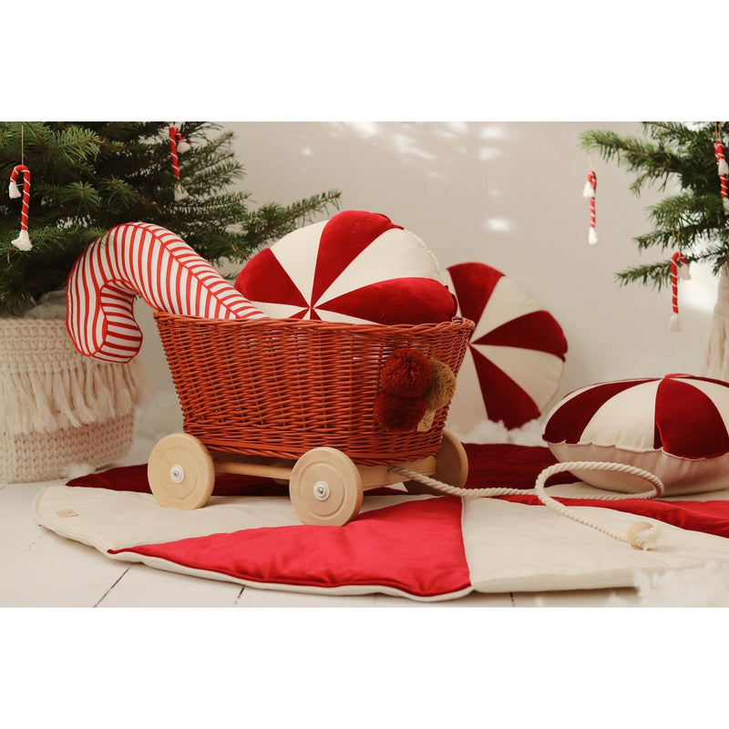 Runde Weihnachts-Patchworkmatte „Red Candy“