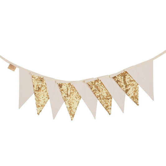 Moi Mili Wimpelgirlande „Golden Boho“ – Gold und Beige, 2,2 m – Produktfoto 2