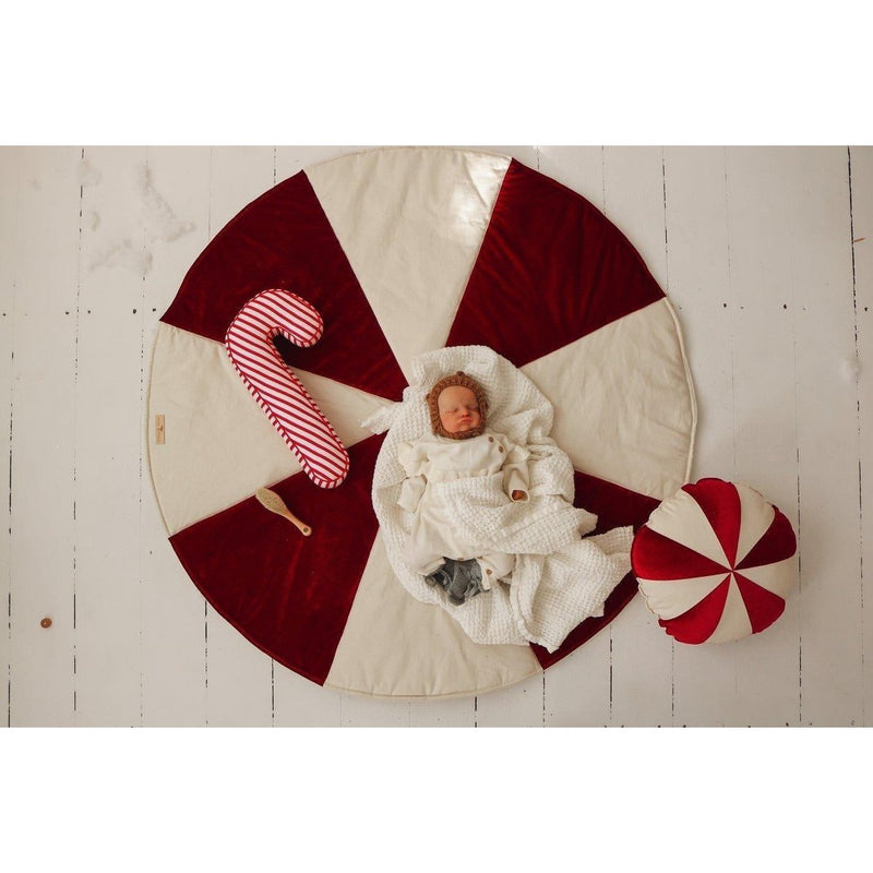 Runde Weihnachts-Patchworkmatte „Red Candy“