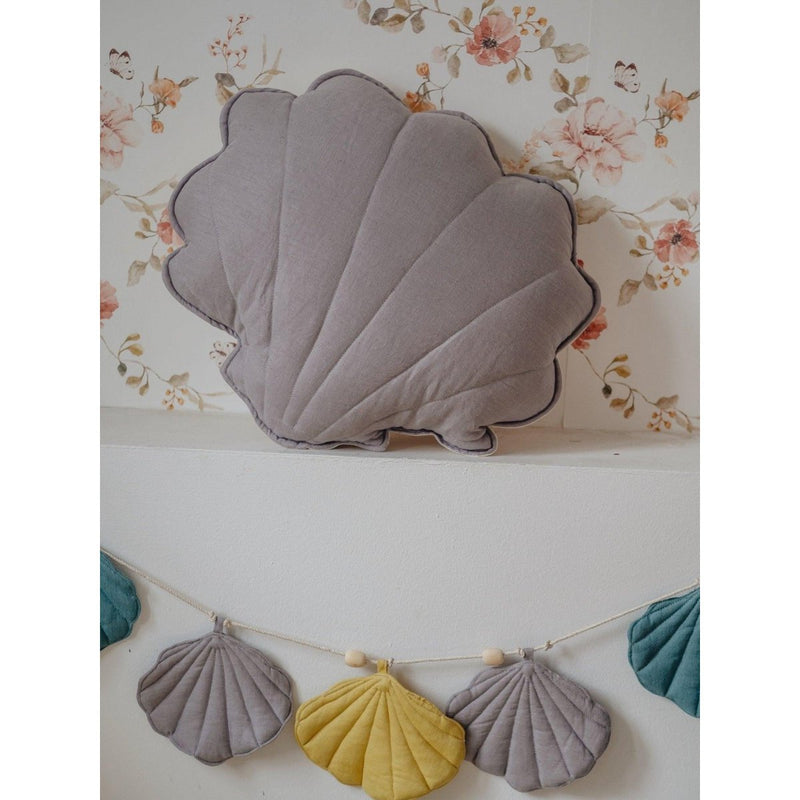 Leinen-Muschelkissen „Grau“