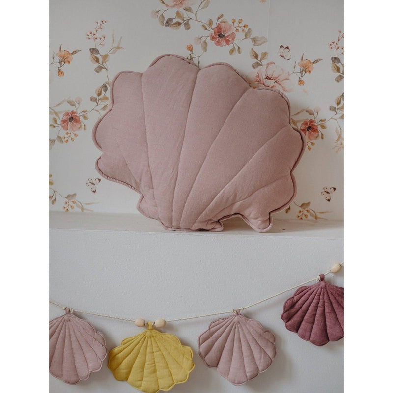 Leinen-Muschelkissen „Powder Rose“