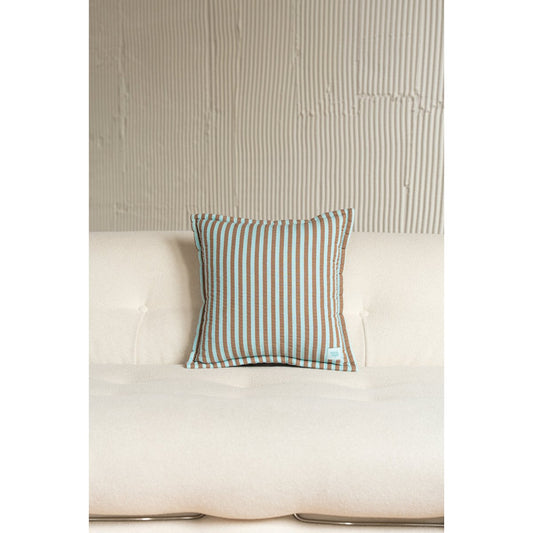 Baumwoll-Kissen „Brown Blue Stripe“