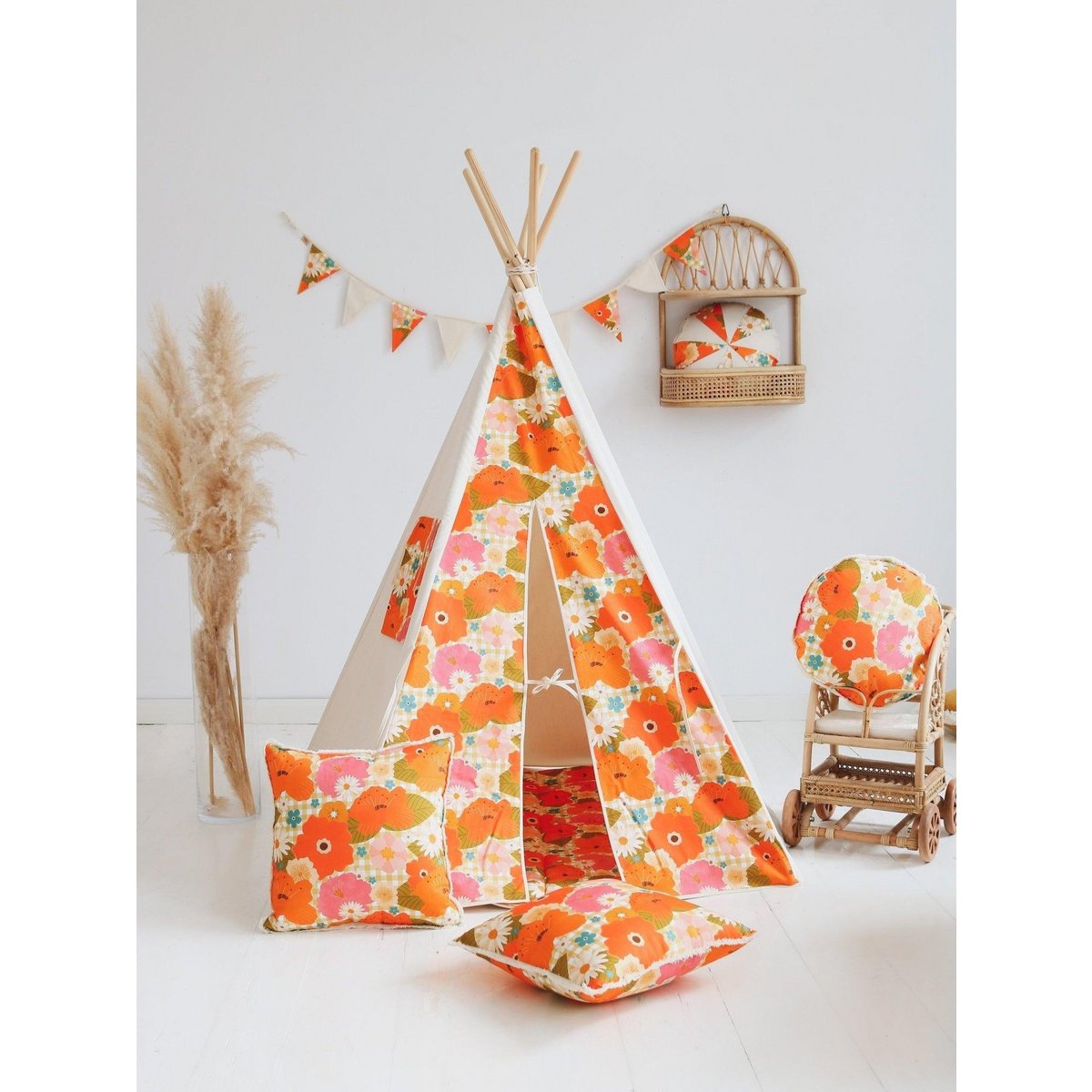 Moi Mili Kinder-Tipi-Zelt „Picknick mit Blumen“ – Produktansicht