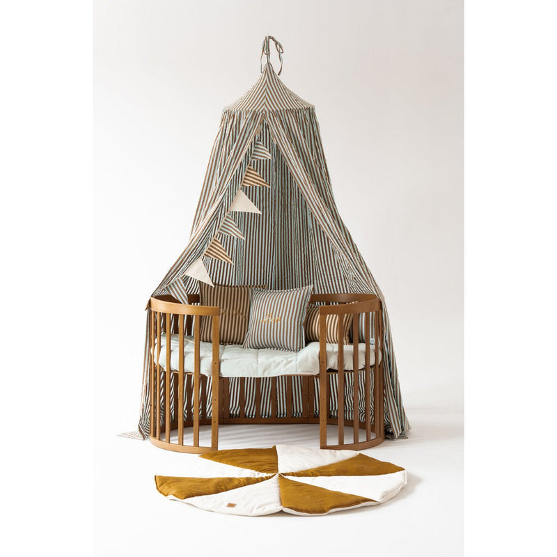 Baumwoll-Kissen „Brown Blue Stripe“