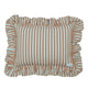Baumwoll-Rüschenkissen „Blue Brown Stripe“