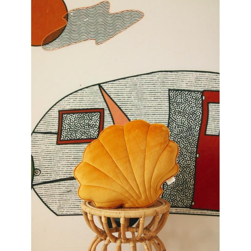 Samt-Muschelkissen „Golden Mustard“