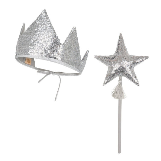 Moi Mili Verkleidungsset „Silver Magic“ mit Krone und Zauberstab – Produktfoto 2