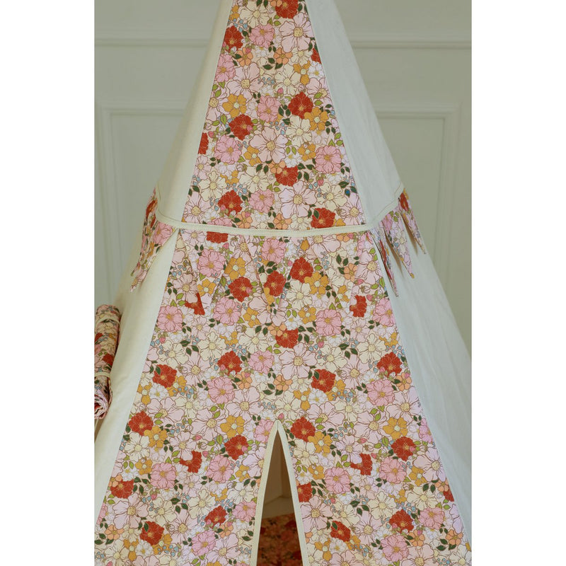 Tipi-Set „Wildblumen“ mit Blatt-Spielmatte „Powder Pink“