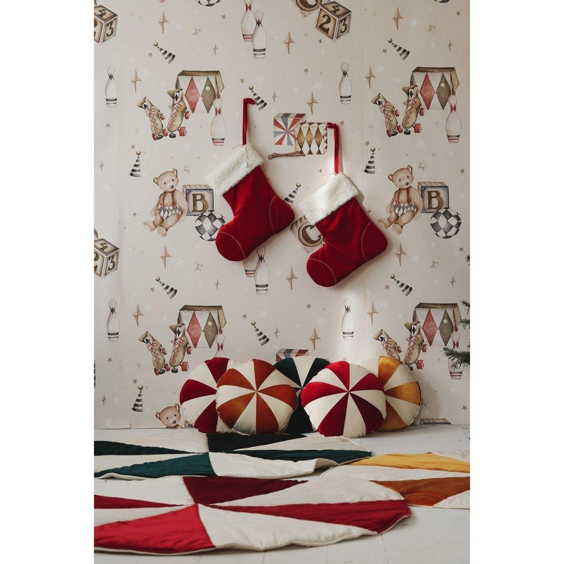 Runde Weihnachts-Patchworkmatte „Red Candy“