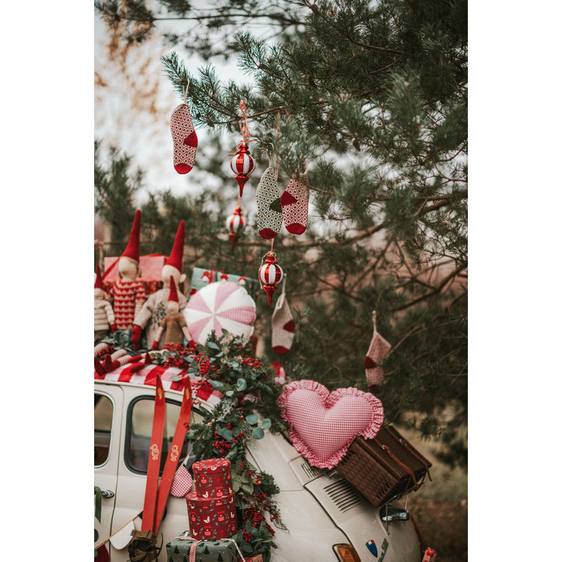 Patchwork-Weihnachtskissen „Rot kariertes Bonbon“