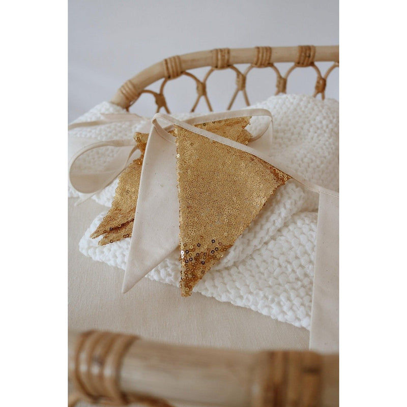 Wimpelgirlande „Golden Boho“ – Gold und Beige, 2,2 m