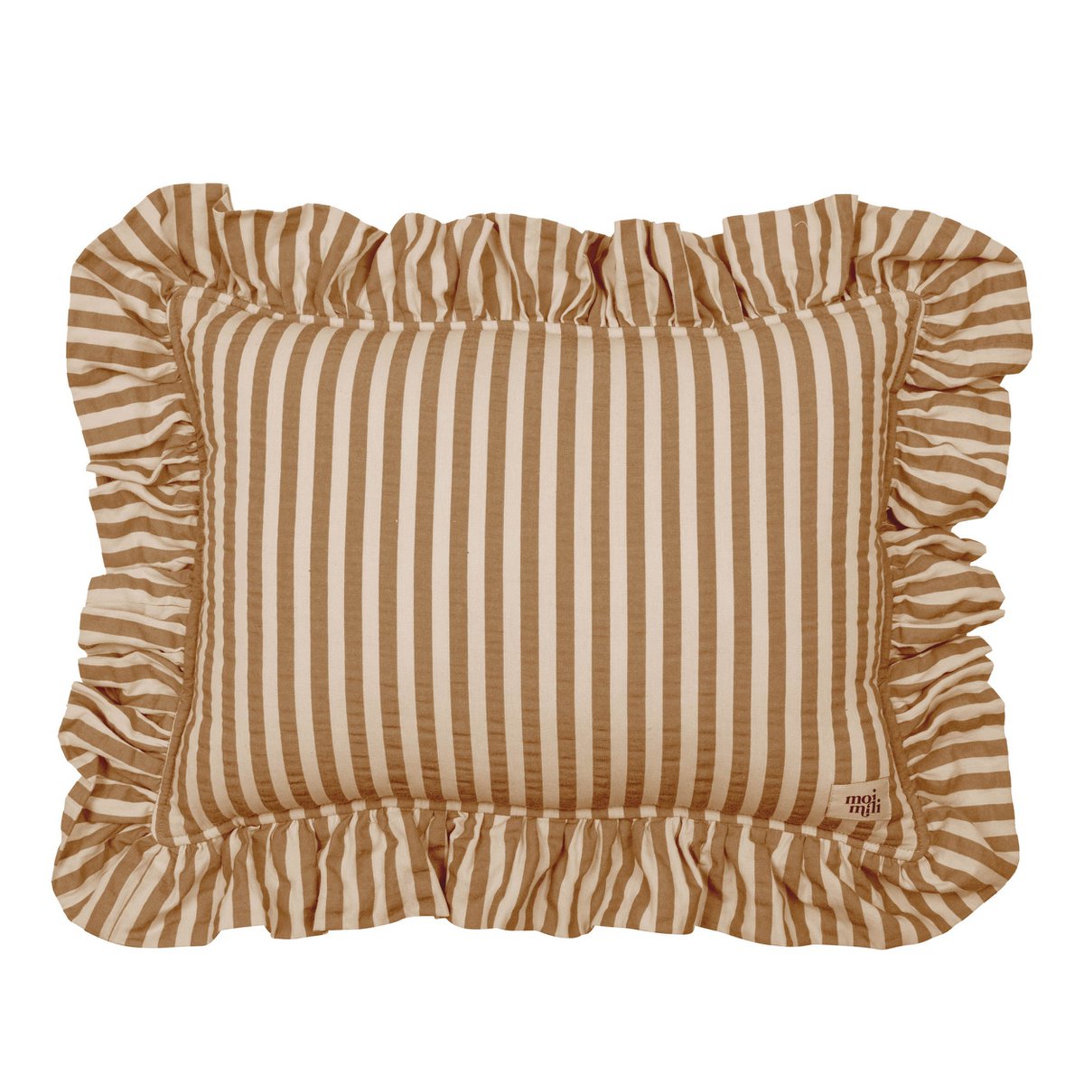 Baumwoll-Rüschenkissen „Olive Stripe“