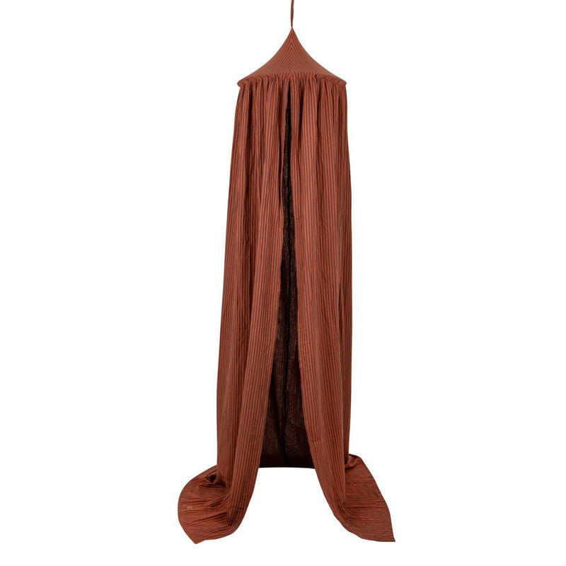 Baumwoll-Baldachin „Brown Stripe“ mit Rüschen