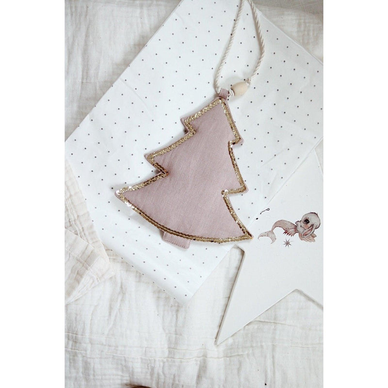 Leinen-Weihnachtsgirlande „Blush & Gold“