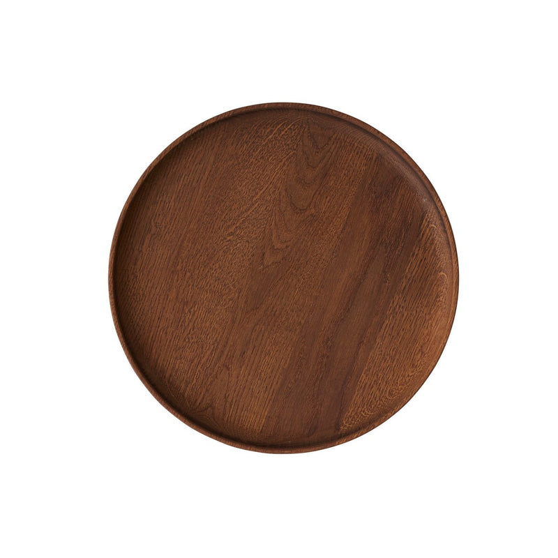 Inka Holztablett – rund – groß – Dunkel – Ø30 × H4,7 cm von OYOY Living Design