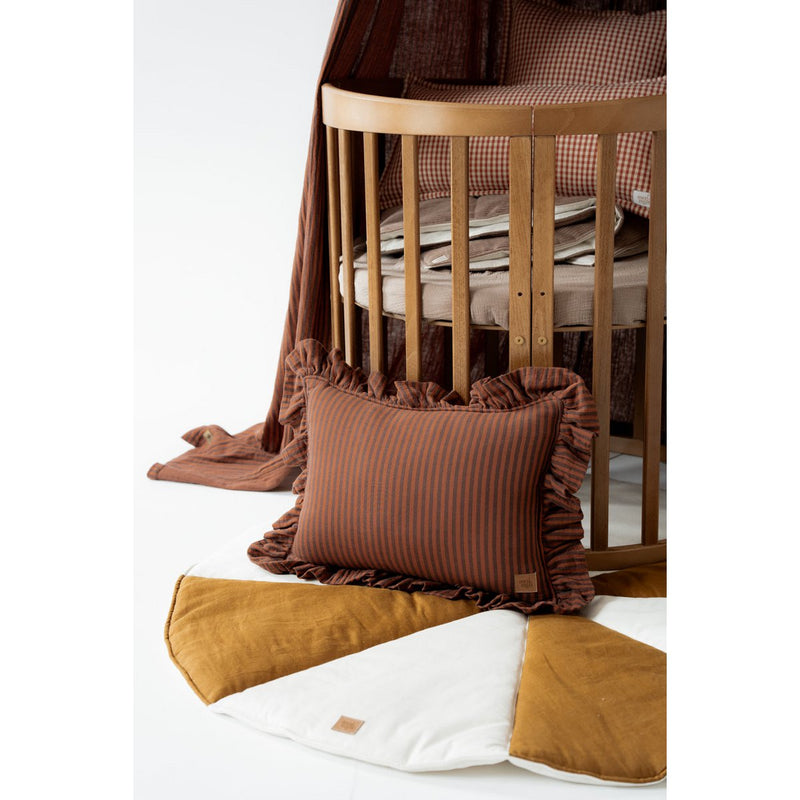 Baumwoll-Baldachin „Brown Stripe“ mit Rüschen