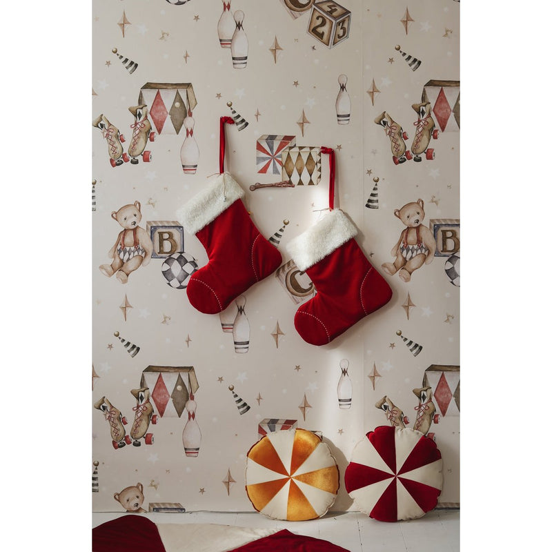 Runde Weihnachts-Patchworkmatte „Red Candy“