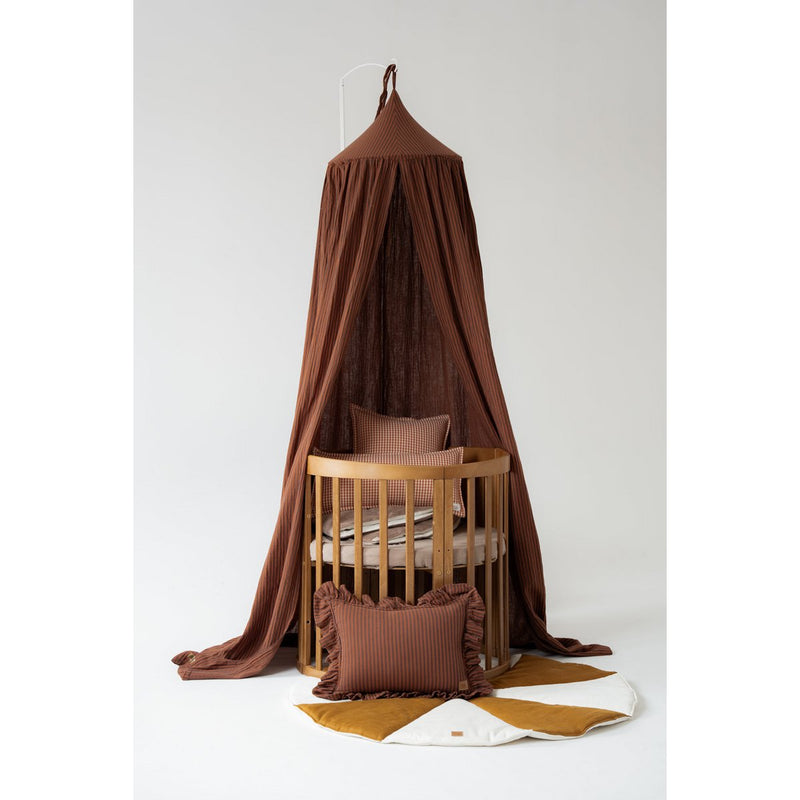 Baumwoll-Baldachin „Brown Stripe“ mit Rüschen