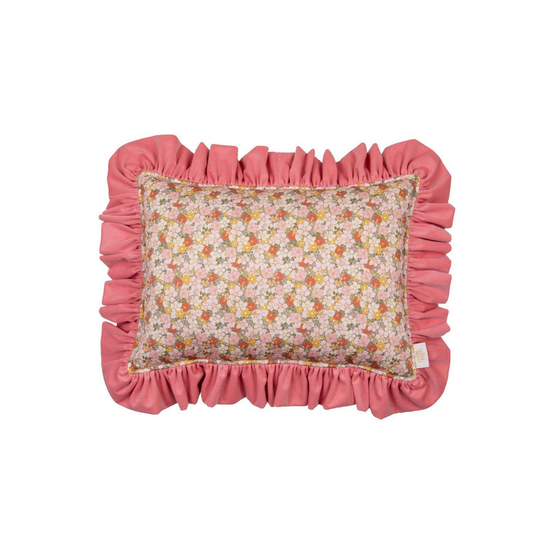 Frühlingsdekokissen mit Rüschen „Pink Garden“
