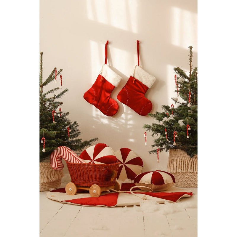 Runde Weihnachts-Patchworkmatte „Red Candy“