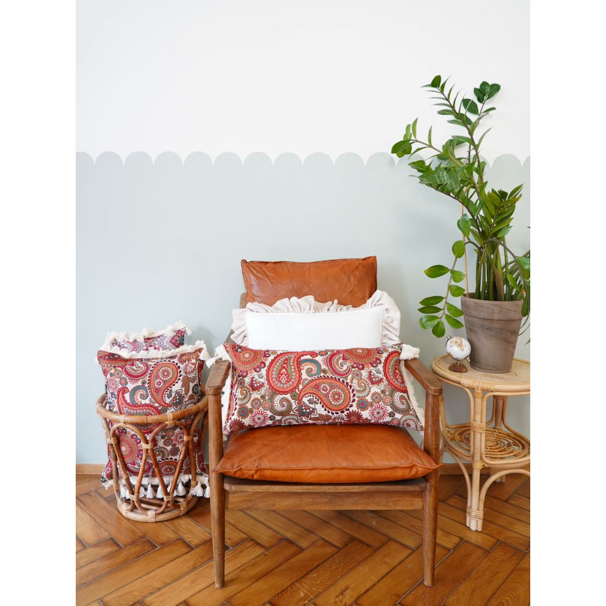 Moi Mili Exklusive Zierrolle „Vintage Paisley“ mit Fransen – Produktansicht