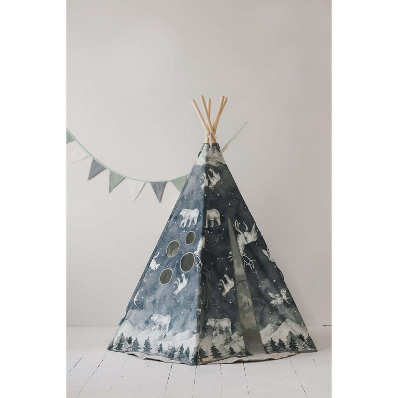 Tipi-Set „Nachthimmel“ mit Blatt-Spielmatte