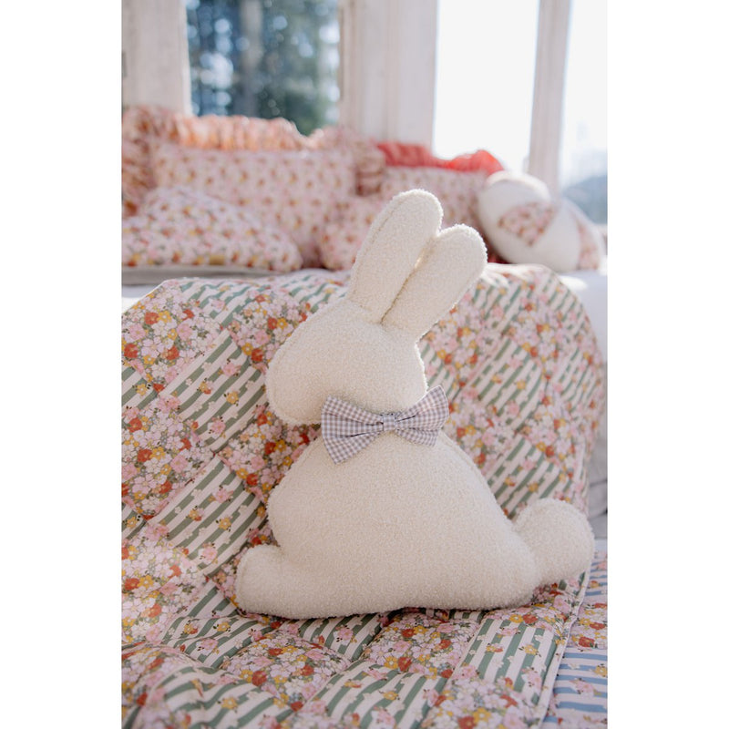 Flauschiges Bouclé-Osterhasenkissen „Beige Bow“