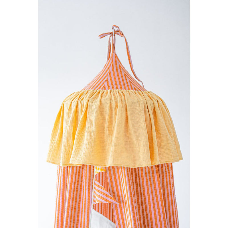 Baumwoll-Baldachin „Pink Orange Stripe“