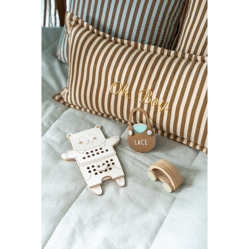 Baumwoll-Nackenkissen „Olive Brown Stripe“