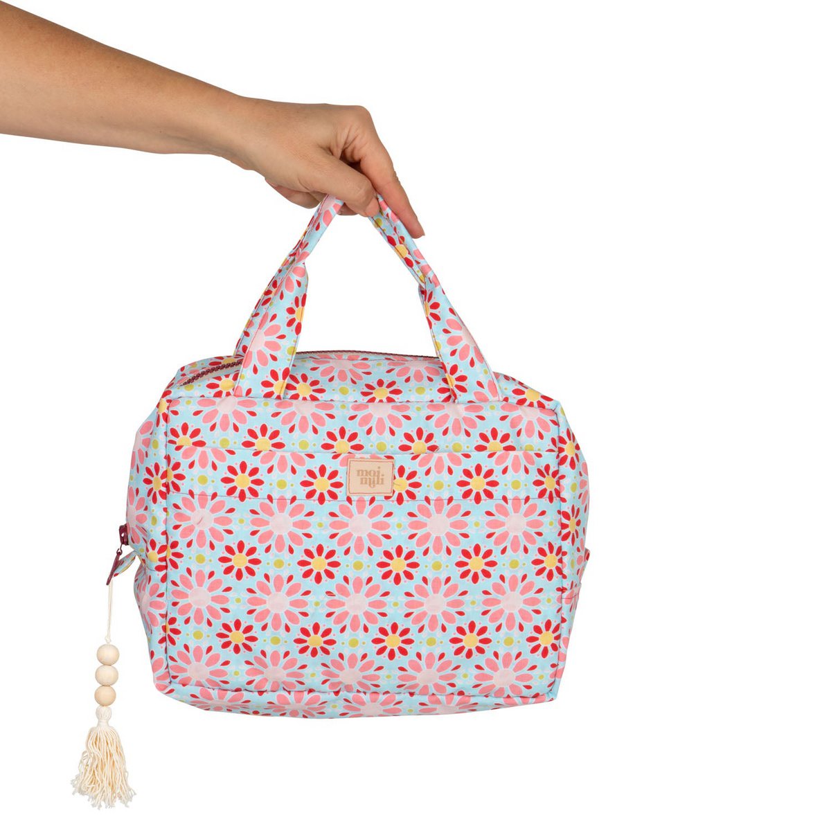 Kosmetiktasche „Rote Blumen“ – groß