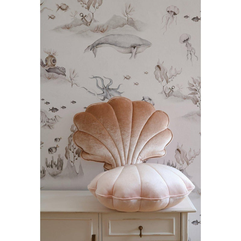 Samt-Muschelkissen „Beige Pearl“