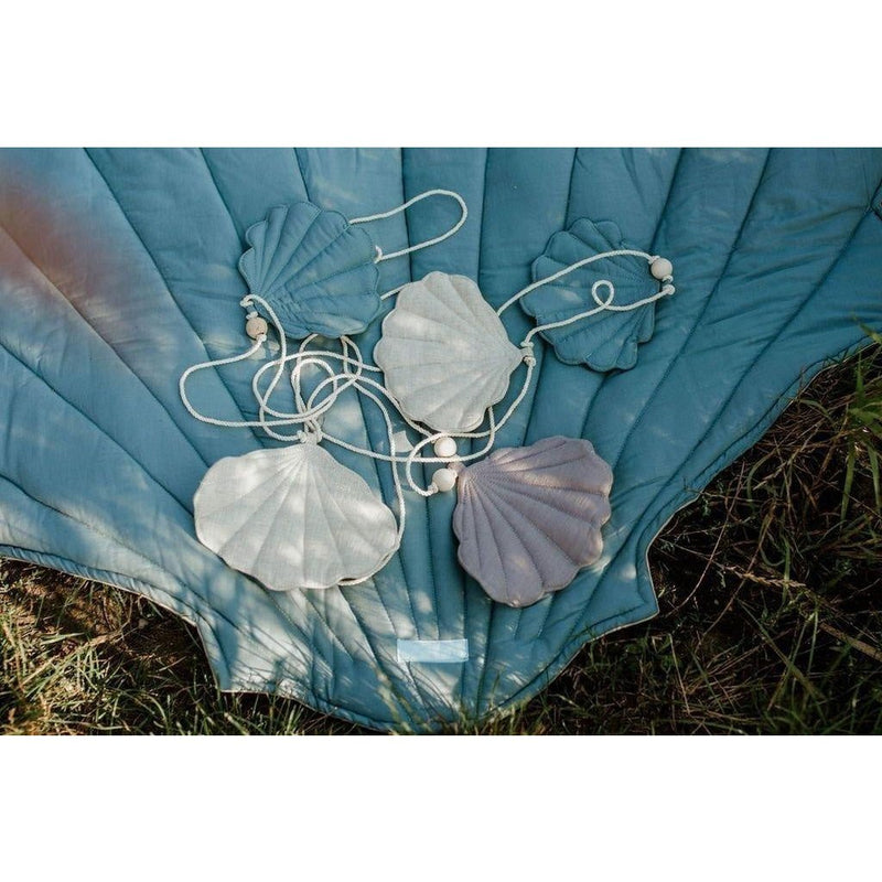 Leinen-Muschelgirlande „Dirty Blue“