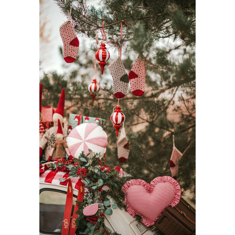 Patchwork-Weihnachtskissen „Rot kariertes Bonbon“