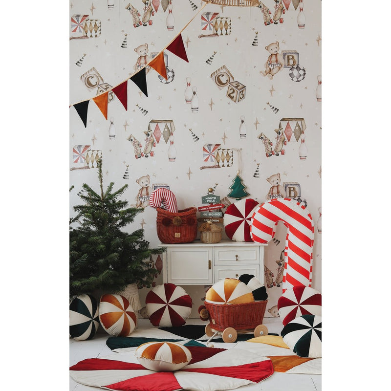 Runde Weihnachts-Patchworkmatte „Red Candy“