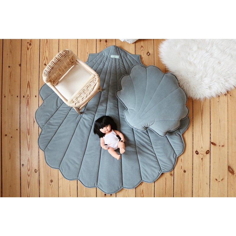 Samt-Muschelkissen „Grey Mint“