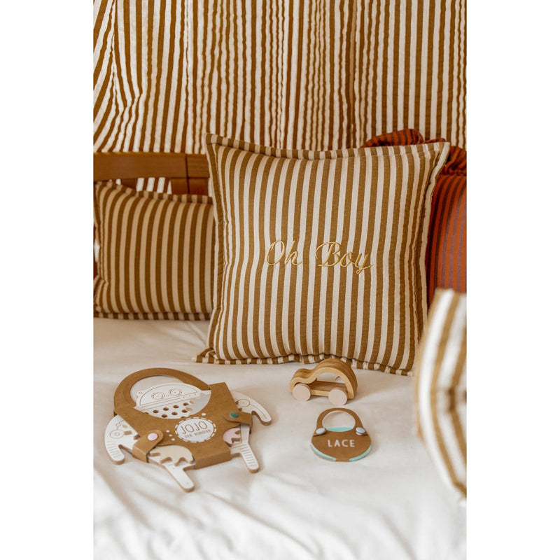 Baumwoll-Kissen „Olive Brown Stripe“