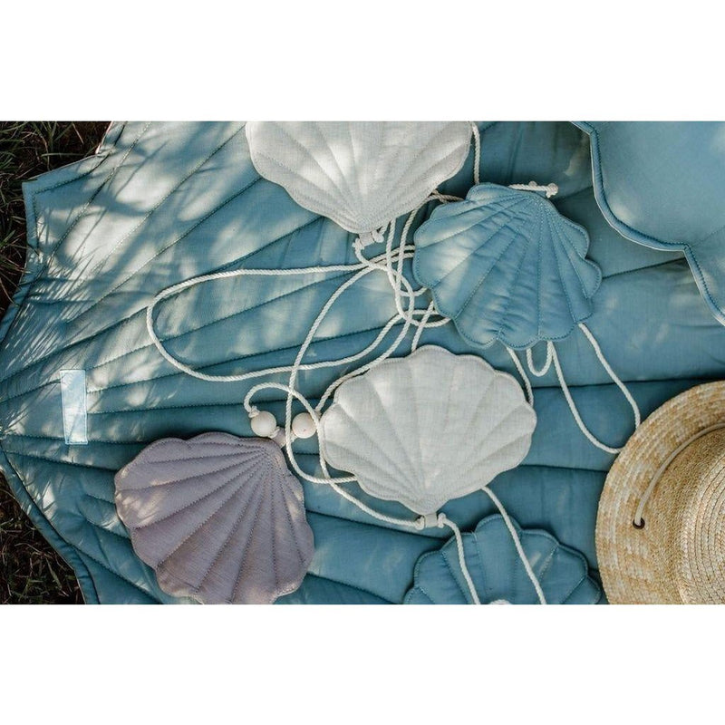 Leinen-Muschelgirlande „Dirty Blue“