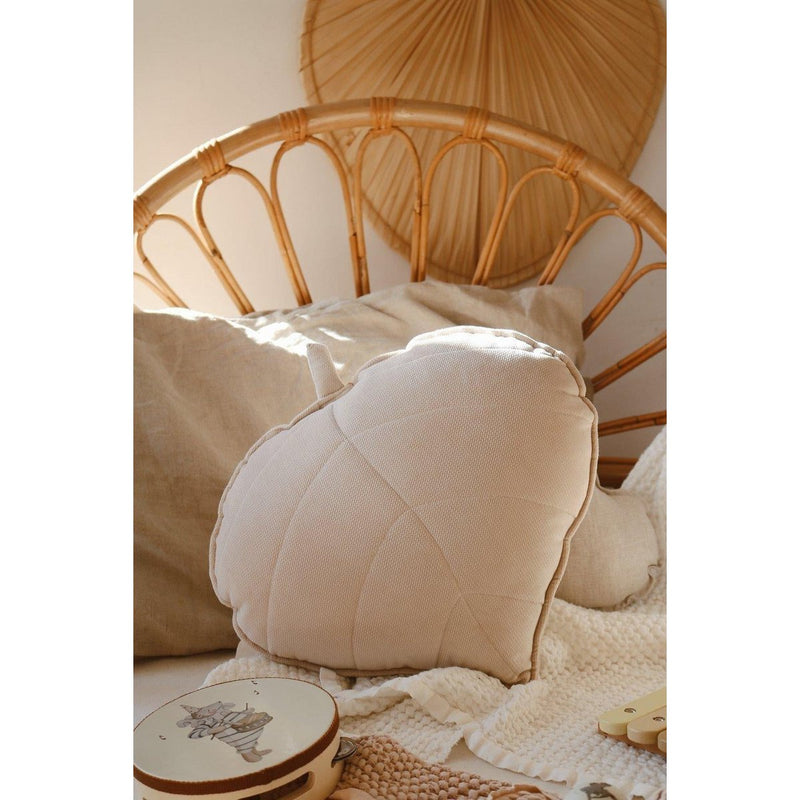 Samt-Blattkissen „Creme“